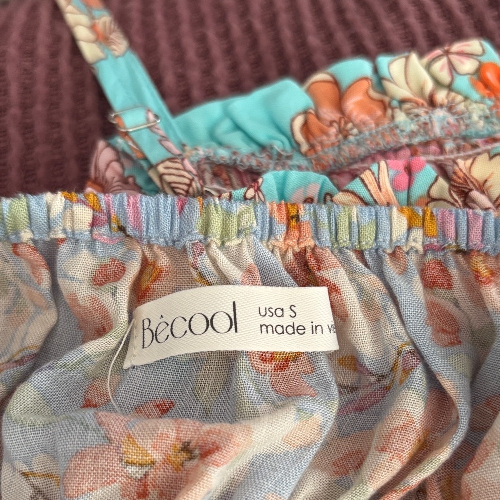 Floral Sundress with Orange and Blue Accents - Picture 2 of 8